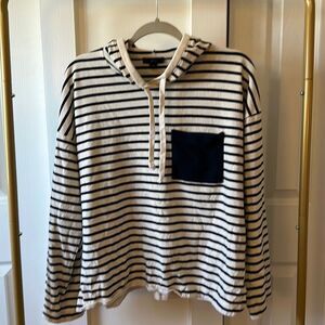 J.Crew Striped Cotton Hoodie, size L